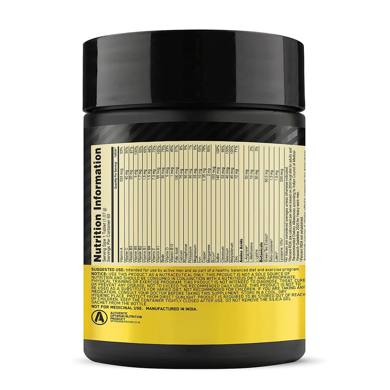 Multivitamin for MEN- 60 Tablets, 26 Vitamins & Minerals, Amino Acids & Anti-Oxidants - Image 5