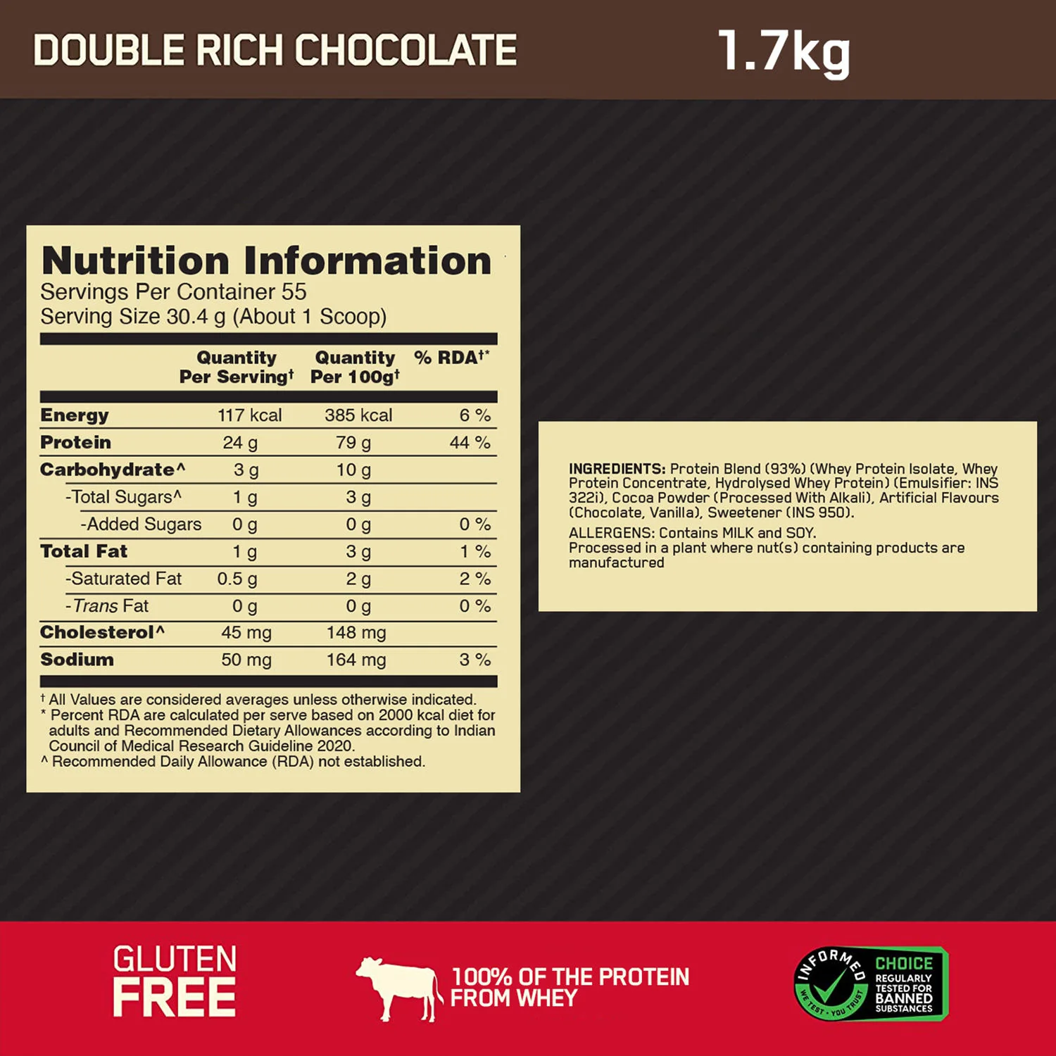 Gold Standard 100% Whey Protein Powder Double Rich Chocolate 1.7 kg + Multivitamin for MEN- 60 Tablets + Zinc Magnesium Aspartate (ZMA) - 60 Capsules + Fish Oil - 60 Capsules - Image 10