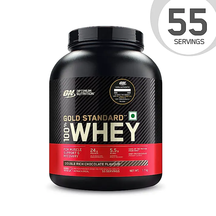 Gold Standard 100% Whey Protein Powder Double Rich Chocolate 1.7 kg + Multivitamin for MEN- 60 Tablets + Zinc Magnesium Aspartate (ZMA) - 60 Capsules + Fish Oil - 60 Capsules - Image 3
