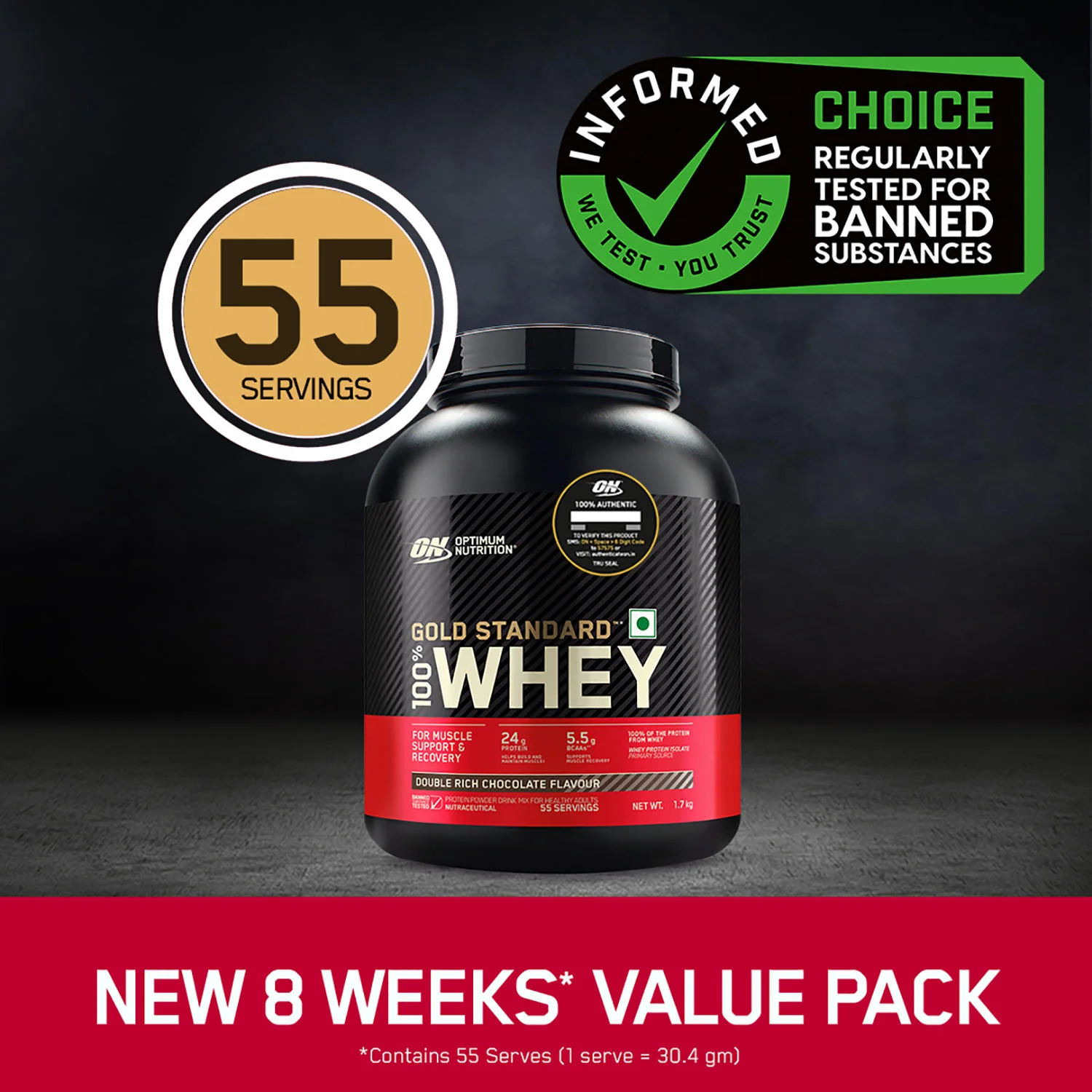 Gold Standard 100% Whey Protein Powder Double Rich Chocolate 1.7 kg + Multivitamin for MEN- 60 Tablets + Zinc Magnesium Aspartate (ZMA) - 60 Capsules + Fish Oil - 60 Capsules - Image 6