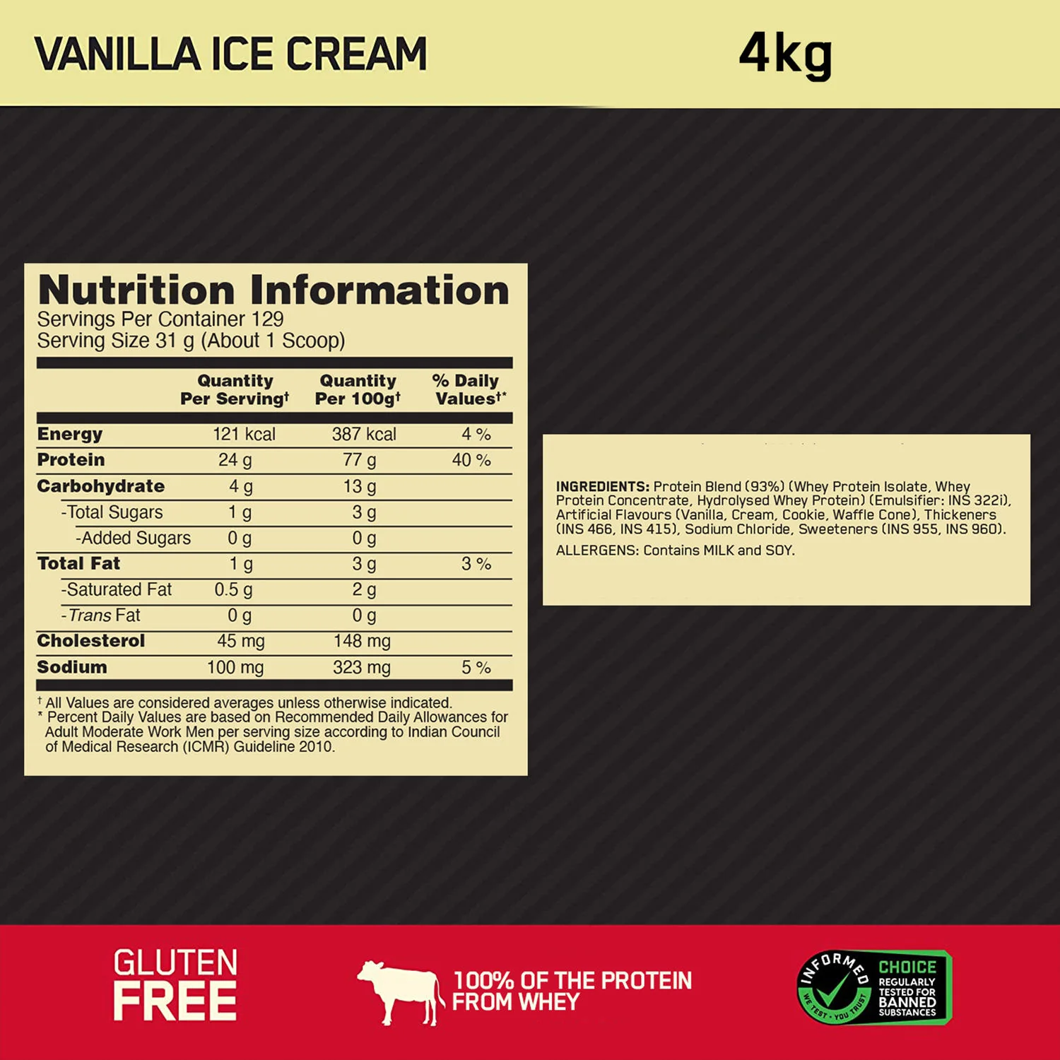 Gold Standard 100% Whey Protein Powder Vanilla Ice Cream 4 kg + Multivitamin for MEN- 60 Tablets + Zinc Magnesium Aspartate (ZMA) - 60 Capsules + Fish Oil - 60 Capsules - Image 9