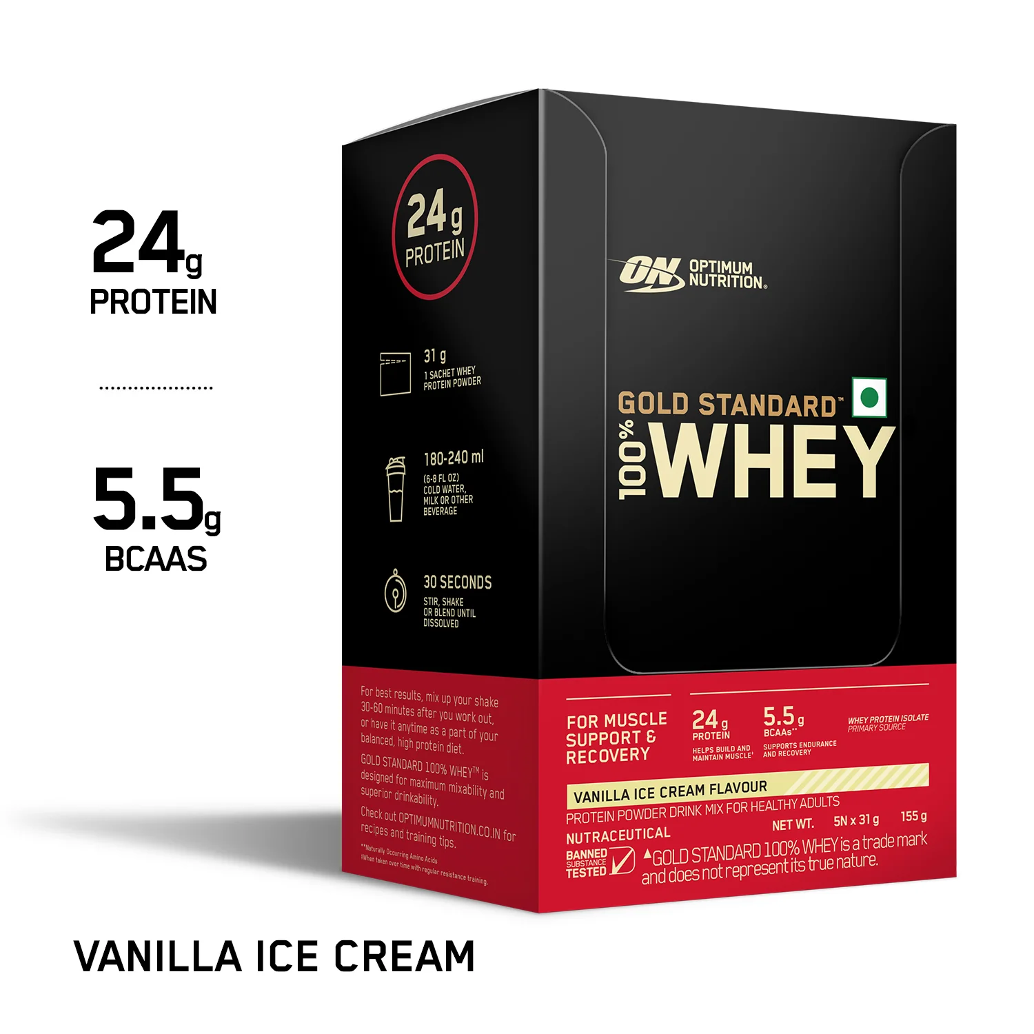 Gold Standard 100% Whey - Vanilla Ice Cream - Pack of 5 + Gold Standard 100% Whey - Alphonso Mango - Pack of 5 - Image 10