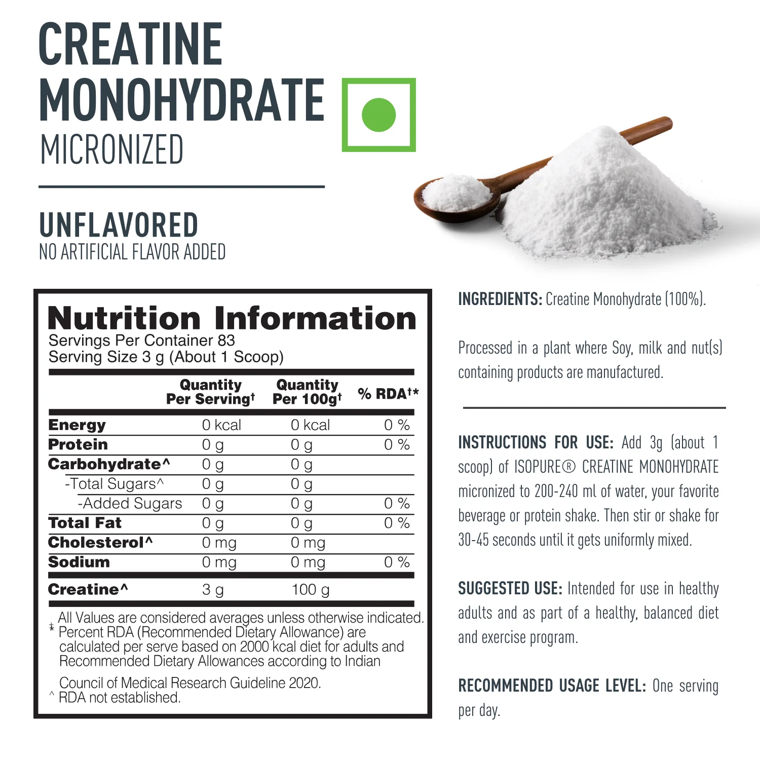 Isopure 100% Creatine Monohydrate Micronized, 250g- 83 servings, Increase Lean Muscle Mass, Enhances Muscular Endurance - Image 8