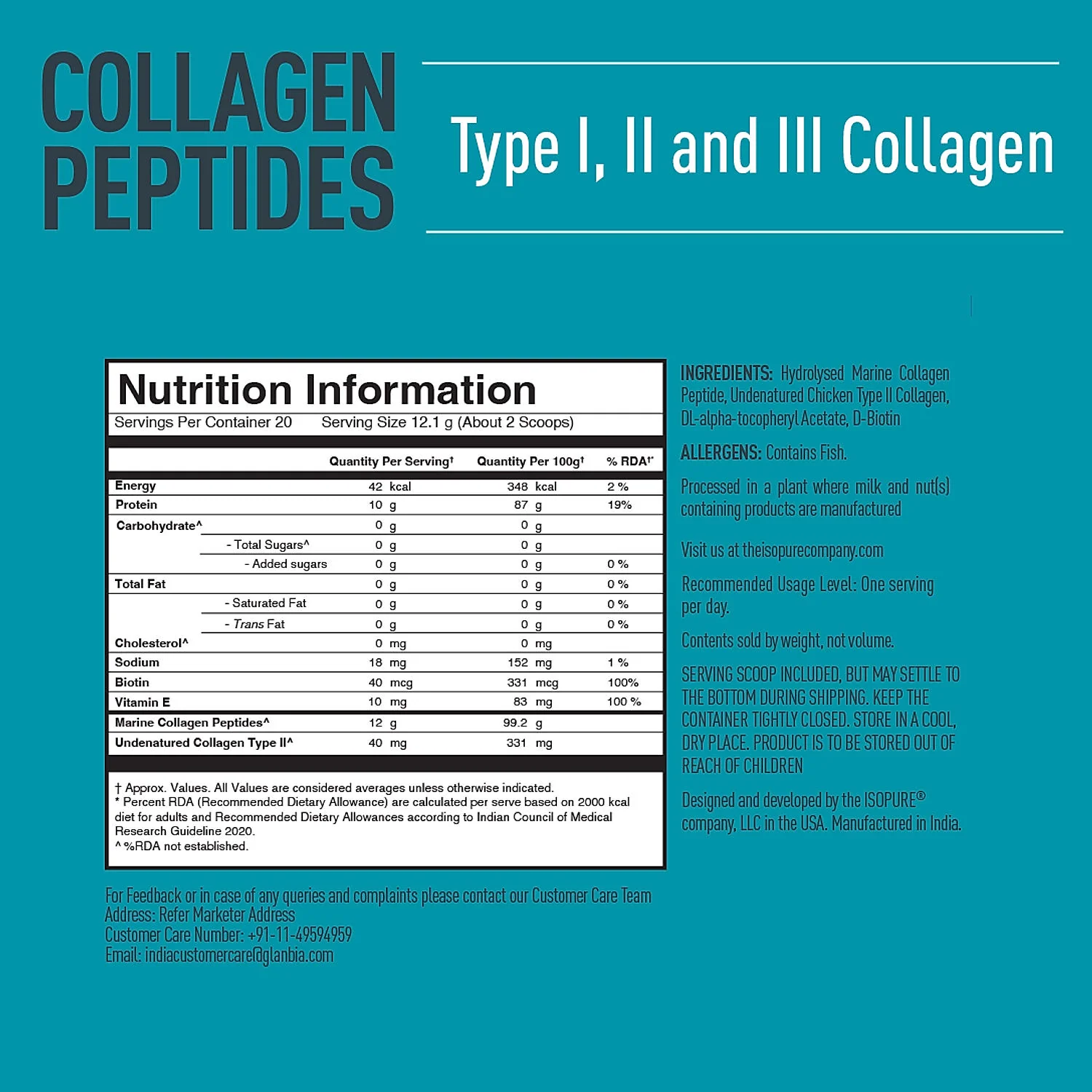 Isopure Low Carb Whey Protein Isolate Powder | Dutch Chocolate | 1 Kg + Isopure Collagen Peptides (12g/serve) with Type I,II & III Collagen (Unflavoured)- 250g - Image 6